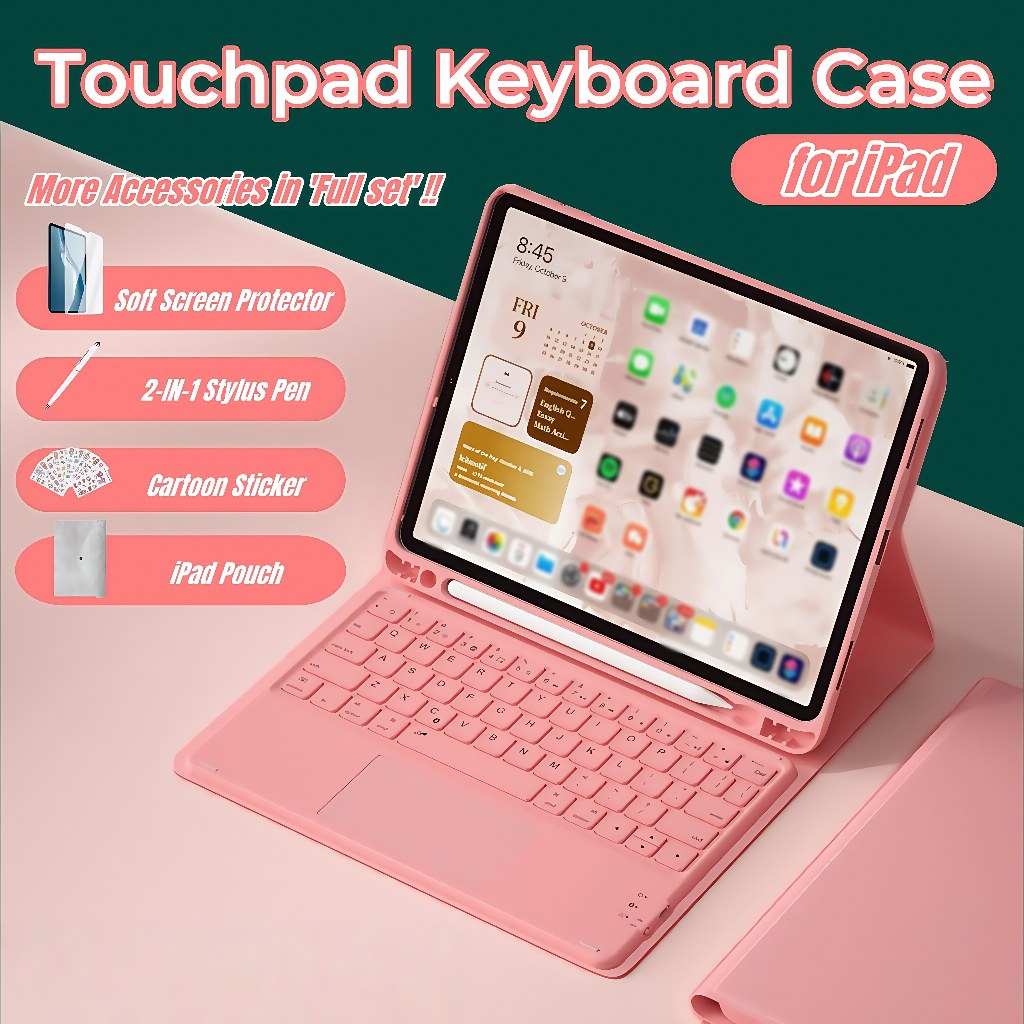 NIXXOS Dành Cho iPad Bàn Phím Cảm Ứng Có Khe Cắm Bút Bàn Phím Thông Minh Có Tay Cầm Cho iPad A16 10th Gen Air11 inch M2 / M3 10.2 '' iPad 9 / 8 / 7th Gen 10.9 '' Air4 / 5 2020 / 2021 / 2022 Pro 11'