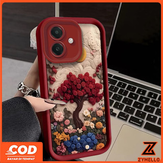 Thích hợp cho Redmi A5 A3 13C 14C 15C Note 13 Pro Redmi Note 14 Pro Xiaomi 14T POCO C61 4G Vỏ điện thoại TPU thêu đẹp núi và hoa hồng chống sốc