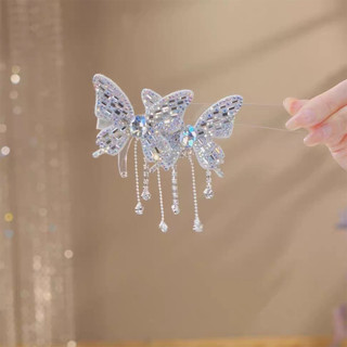 Mũ đội đầu Mori với tua rua kẹp lưới bướm, kim cương giả đính kim sa lấp lánh, phong cách công chúa sang trọng