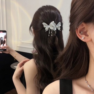 Mũ đội đầu Mori với tua rua kẹp lưới bướm, kim cương giả đính kim sa lấp lánh, phong cách công chúa sang trọng