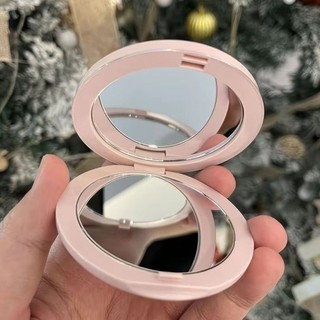 Gương Trang Điểm Tròn Hai Mặt Gương Nhỏ Màu Hồng Đen Da Trang Điểm Gương Da Cừu