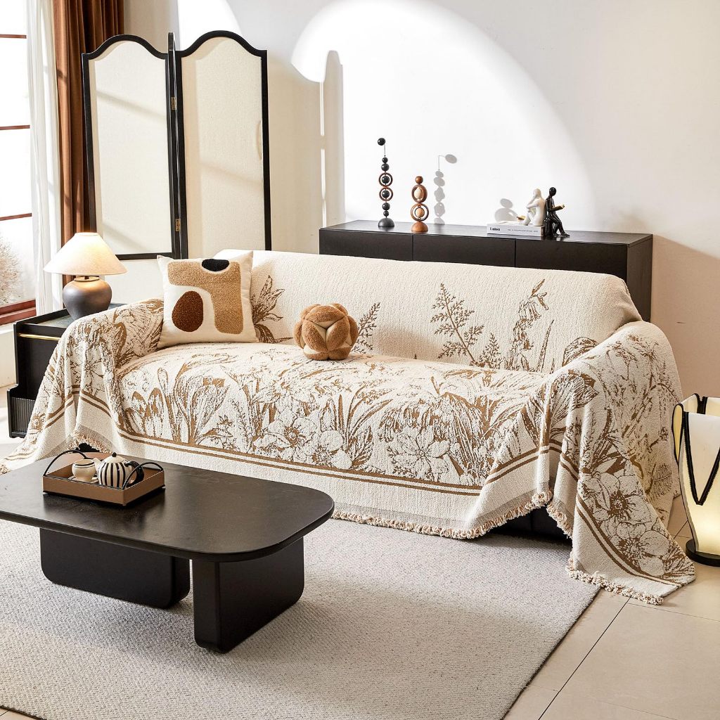 Chăn Sofa Vải Sang Trọng Jacquard Hoa Dày Mới, Tua Rua Retro Chống Trơn Trượt Có Thể Giặt Sofa, 2-3 Đệm Ghế Sofa Bảo Vệ Nội Thất Cho Sofa Phần, Futon