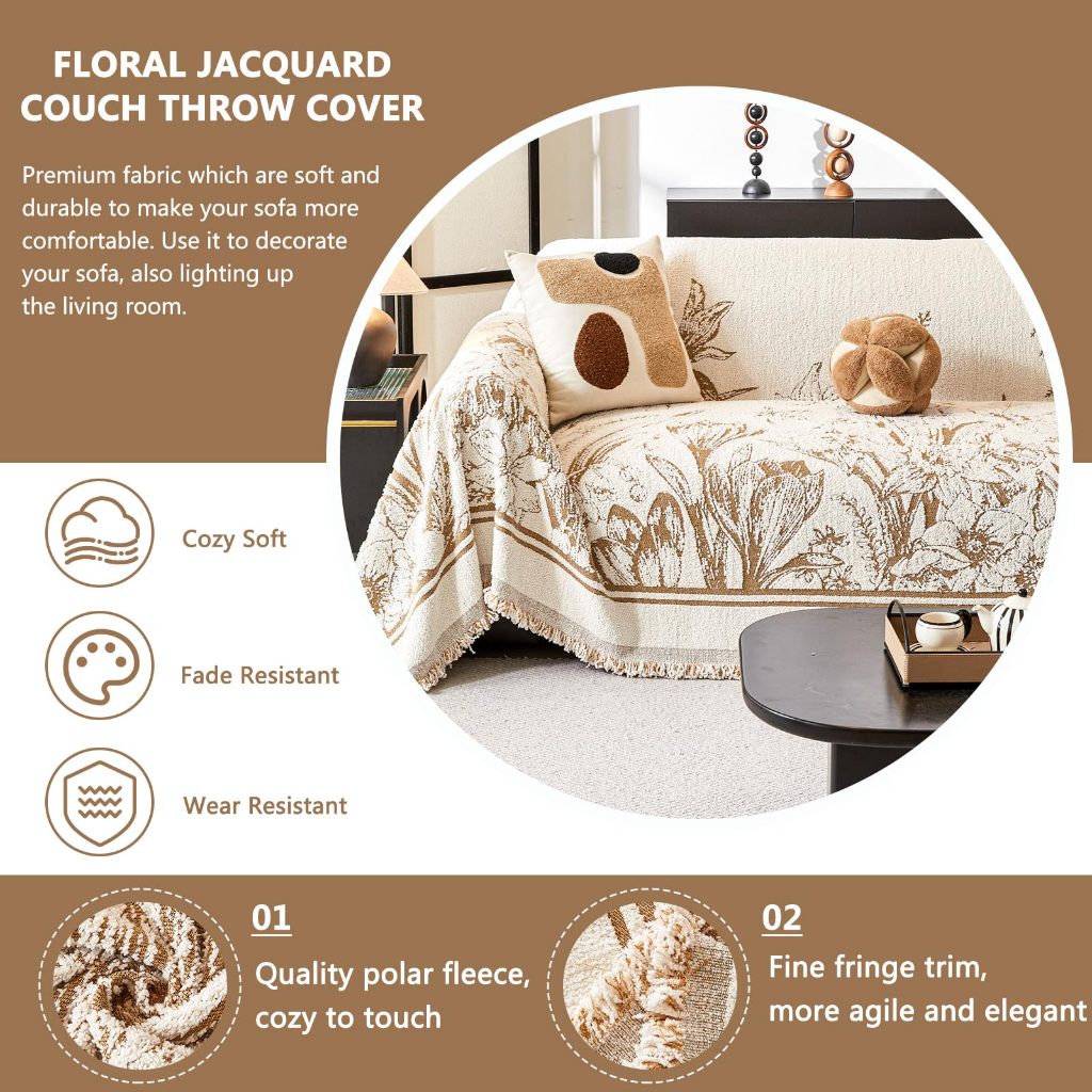 Chăn Sofa Vải Sang Trọng Jacquard Hoa Dày Mới, Tua Rua Retro Chống Trơn Trượt Có Thể Giặt Sofa, 2-3 Đệm Ghế Sofa Bảo Vệ Nội Thất Cho Sofa Phần, Futon