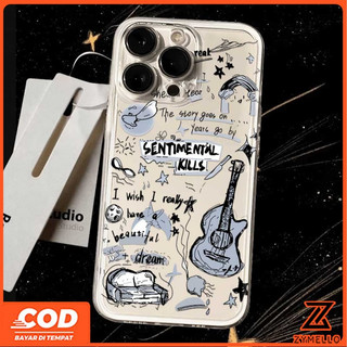 Thích hợp cho Honor X8D X9D X7D X9C X7C X8C X6B X8B X6A X7A X7B X9B 200 SMART 400 Đen Graffiti Guitar Minh Họa Trong Suốt Vỏ Điện Thoại TPU Chống Sốc