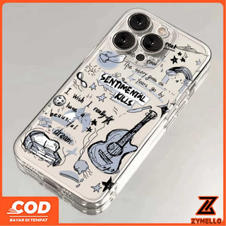 Thích hợp cho Honor X8D X9D X7D X9C X7C X8C X6B X8B X6A X7A X7B X9B 200 SMART 400 Đen Graffiti Guitar Minh Họa Trong Suốt Vỏ Điện Thoại TPU Chống Sốc