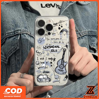 Thích hợp cho Honor X8D X9D X7D X9C X7C X8C X6B X8B X6A X7A X7B X9B 200 SMART 400 Đen Graffiti Guitar Minh Họa Trong Suốt Vỏ Điện Thoại TPU Chống Sốc