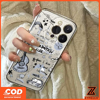 Thích hợp cho Honor X8D X9D X7D X9C X7C X8C X6B X8B X6A X7A X7B X9B 200 SMART 400 Đen Graffiti Guitar Minh Họa Trong Suốt Vỏ Điện Thoại TPU Chống Sốc