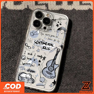 Thích hợp cho Honor X8D X9D X7D X9C X7C X8C X6B X8B X6A X7A X7B X9B 200 SMART 400 Đen Graffiti Guitar Minh Họa Trong Suốt Vỏ Điện Thoại TPU Chống Sốc