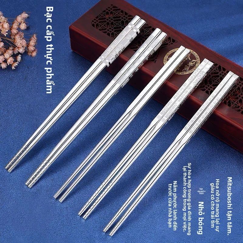 Đũa bạc nguyên chất chính hãng 9999, đũa dài, thìa, quà cưới, sinh nhật, ngày lễ cho bà, mẹ UAZQ