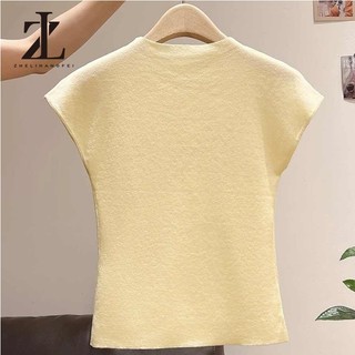 ZHELIHANGFEI Áo vest ngắn màu vàng thêu phong cách Hàn Quốc mùa hè thanh lịch ôm eo cho phụ nữ