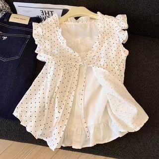 Áo sơ mi ren cổ chữ V form rộng, phong cách Hàn Quốc dành cho nữ
