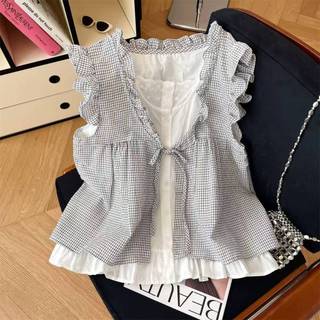 Áo sơ mi ren cổ chữ V form rộng, phong cách Hàn Quốc dành cho nữ