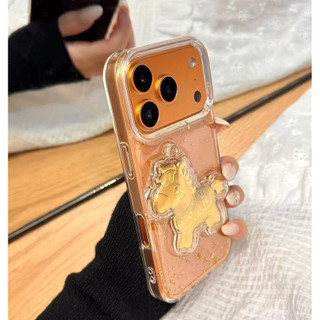 3D Ngựa Vàng Nhận Tiền Ngay Bây Giờ Lấp Lánh Sequin Trong Suốt Ốp Lưng Điện Thoại iPhone 17Promax 17Pro 17Air 12 13 14 15 16 Pro Max 11 15Plus Chống Sốc Nam Nữ Vỏ Di Động