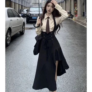 Phù Hợp Với Áo Sơ Mi Váy Thu Đông 4 Nữ.Dress Cool Niche Sa Thiết Kế Cảm Giác Chiên Phố Dây Eo hẹp