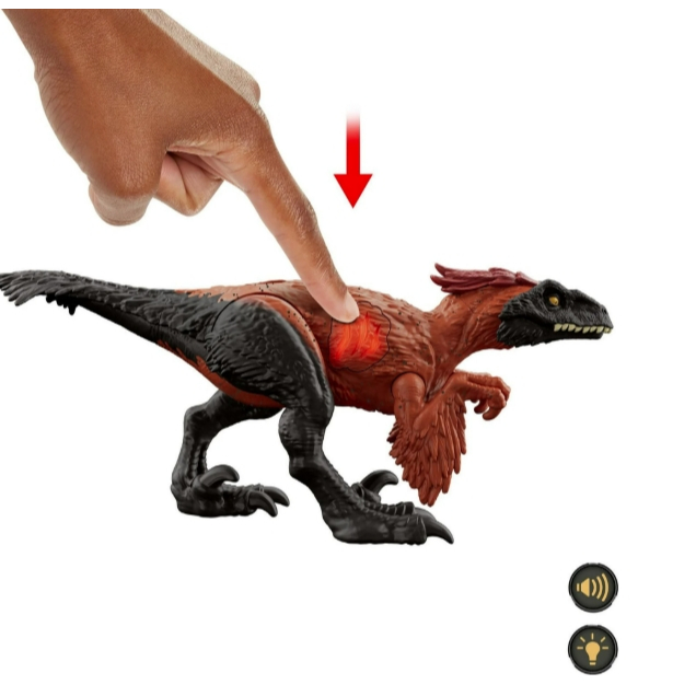 Jurassic World Epic Attack Pyroraptor Hình đồ chơi khủng long với hư tổn, đèn và âm thanh HTP67