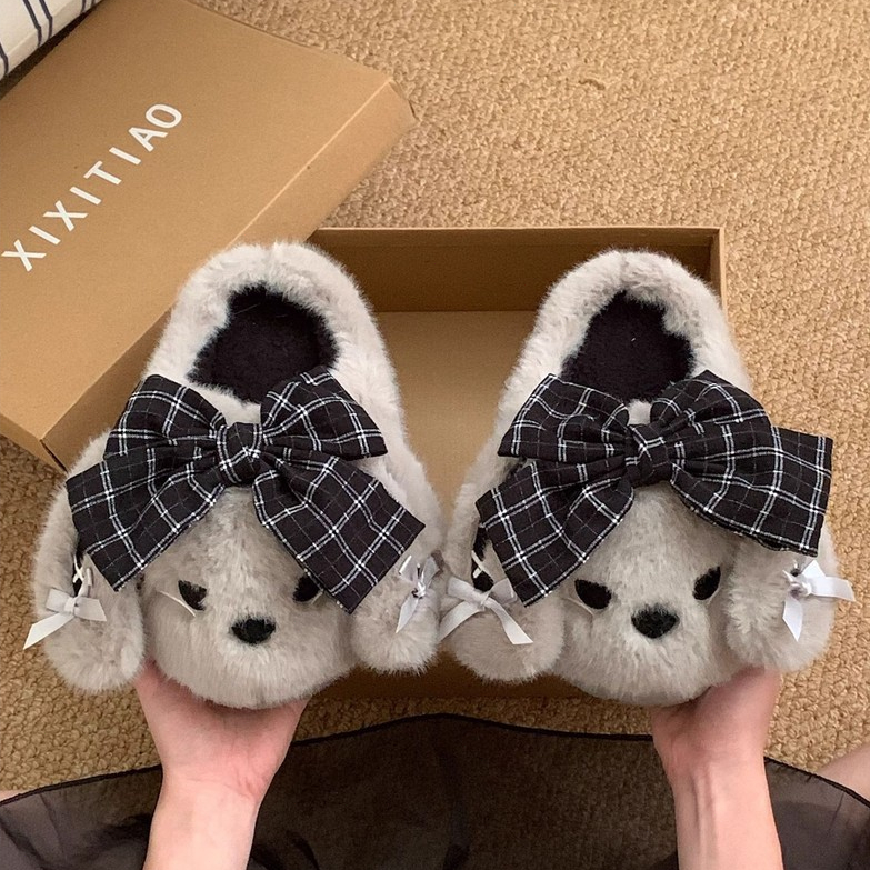 XIXITIAO Dép Cotton Nữ Thỏ Dễ Thương Mùa Đông Nhà Thoải Mái