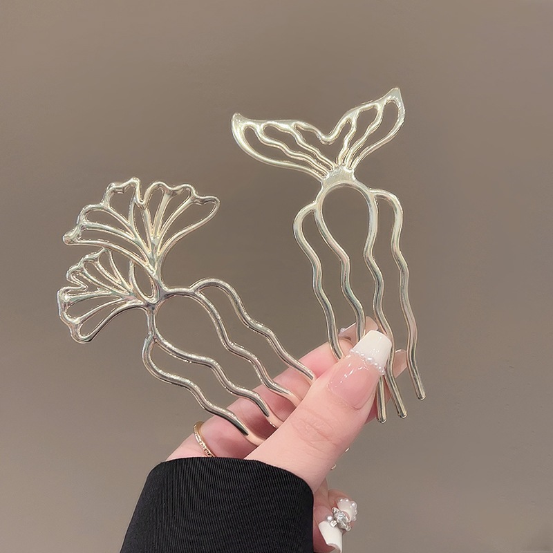 Kẹp tóc ginkgo cao cấp, kẹp đuôi cá, kẹp cuộn bóng hiện đại, dụng cụ tạo kiểu tóc đơn giản phong cách Trung Hoa