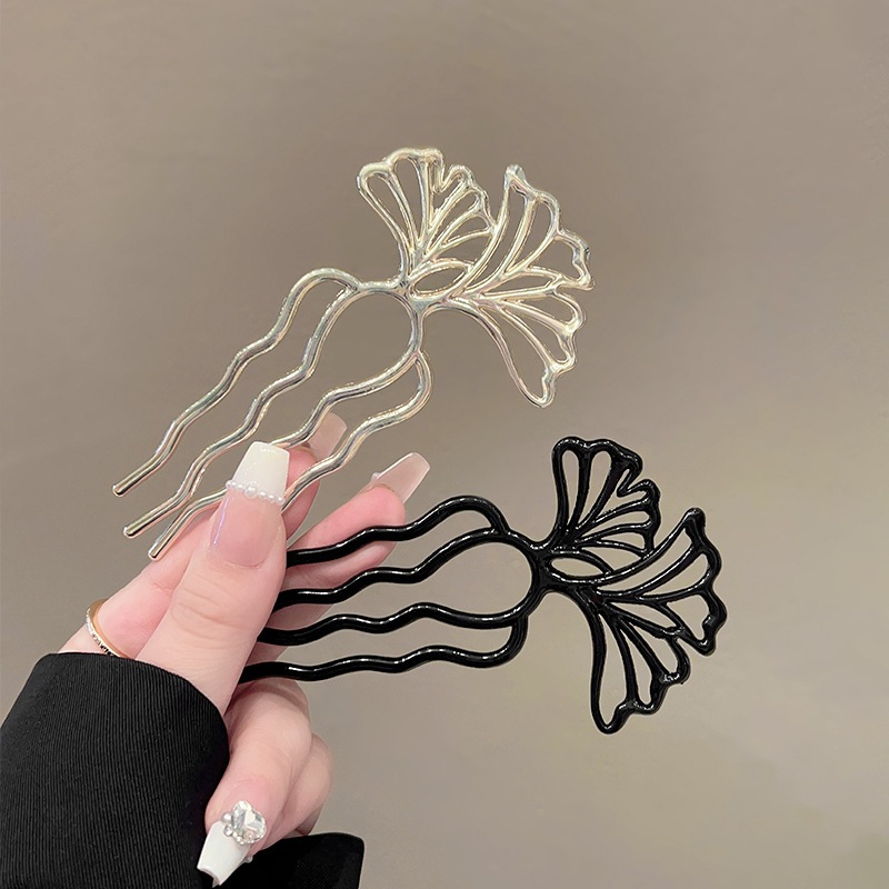 Kẹp tóc ginkgo cao cấp, kẹp đuôi cá, kẹp cuộn bóng hiện đại, dụng cụ tạo kiểu tóc đơn giản phong cách Trung Hoa