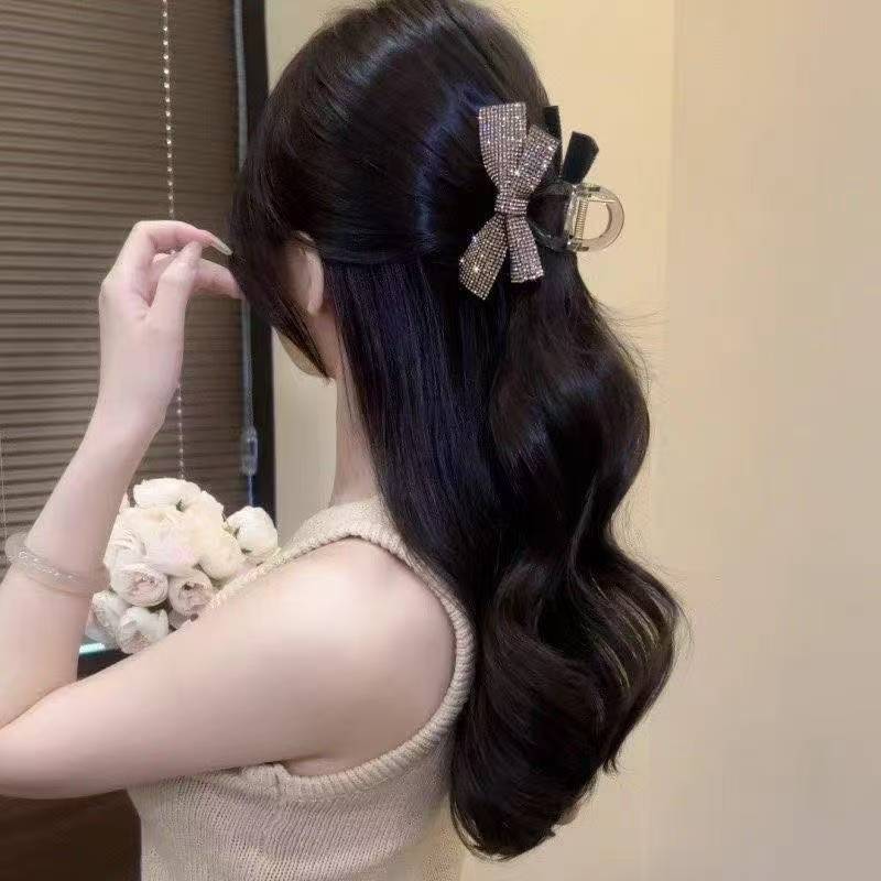 Kẹp tóc sáng bóng Bowknot Kẹp cá mập đa năng cao cấp