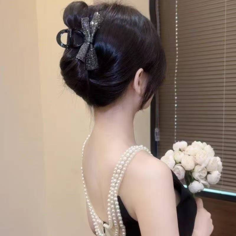 Kẹp tóc sáng bóng Bowknot Kẹp cá mập đa năng cao cấp