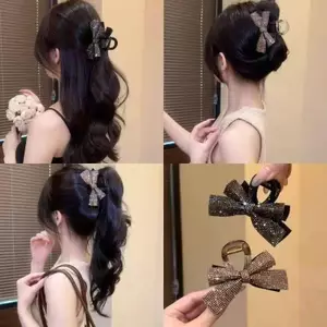 Kẹp tóc sáng bóng Bowknot Kẹp cá mập đa năng cao cấp