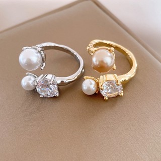 Nhẫn Zircon Ngọc Trai DREJEW Cho Nữ Thời Trang Cao Cấp Có Thể Điều Chỉnh Mở Nhẫn Chỉ Số Nhẫn Ngón Tay