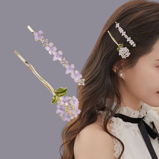 Kẹp Tóc Hoa Ánh Sáng Phong Cách Sang Trọng màu Tím