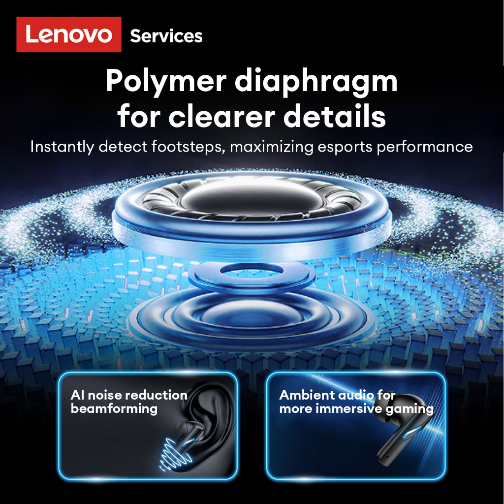 Tai nghe chơi game Lenovo GT100 Tai nghe Bluetooth Độ trễ thấp In-Ear Chống nước Chất lượng âm thanh HIFI Bluetooth 6.0 | BigBuy360 - bigbuy360.vn