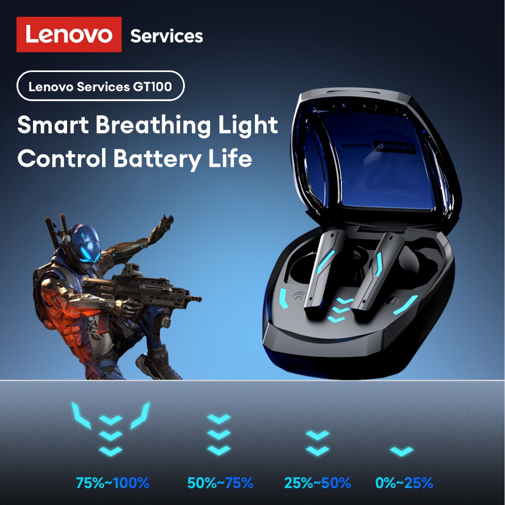 Tai nghe chơi game Lenovo GT100 Tai nghe Bluetooth Độ trễ thấp In-Ear Chống nước Chất lượng âm thanh HIFI Bluetooth 6.0 | BigBuy360 - bigbuy360.vn