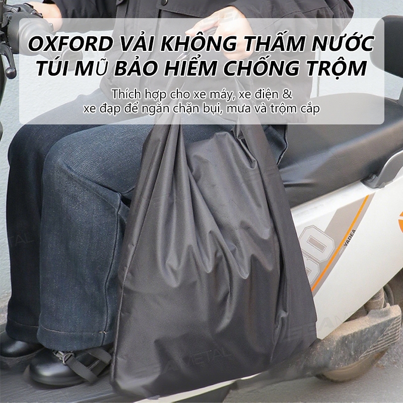 Túi bảo vệ mũ bảo hiểm xe máy SEAMEMETALTAL, vải nylon chống thấm nước, nắp túi nửa/full, dây rút