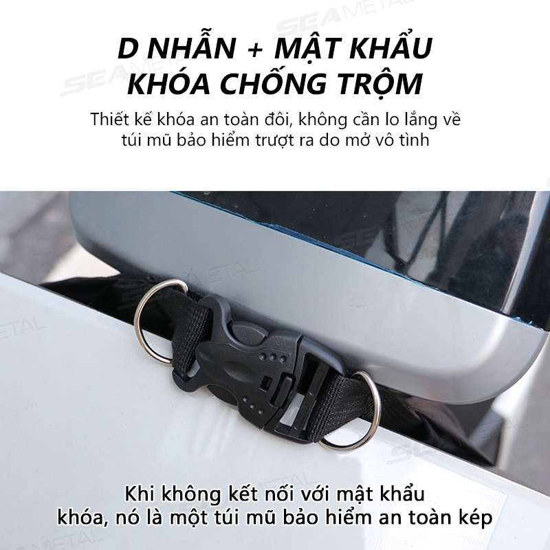 Túi bảo vệ mũ bảo hiểm xe máy SEAMEMETALTAL, vải nylon chống thấm nước, nắp túi nửa/full, dây rút