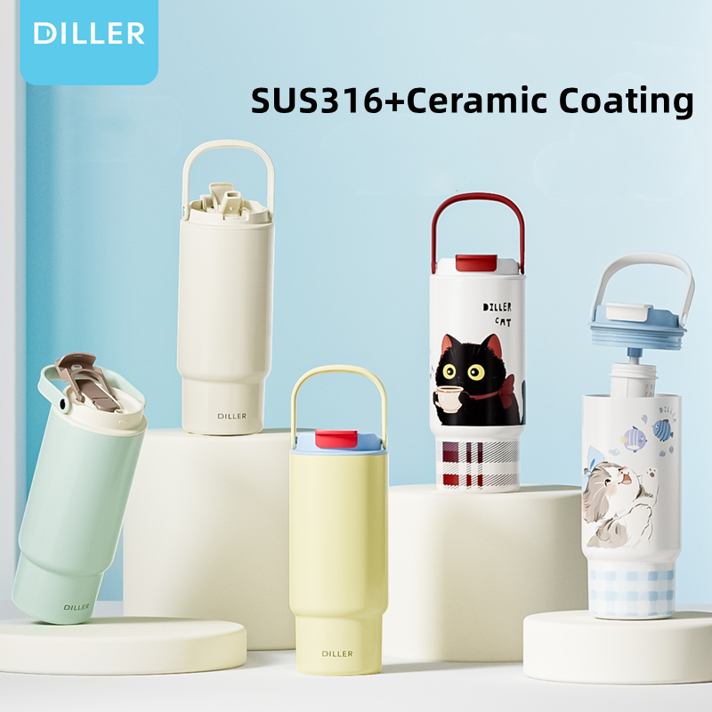 Diller (31oz) Gốm lót Cốc cà phê bằng thép không gỉ Bình chân không Cốc nóng lạnh D9383
