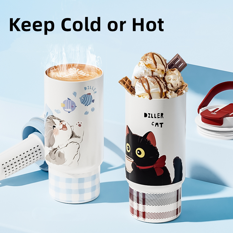 Diller (31oz) Gốm lót Cốc cà phê bằng thép không gỉ Bình chân không Cốc nóng lạnh D9383