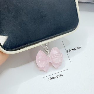 Điện thoại di động Cắm chống bụi tự làm Mặt dây chuyền nơ màu hồng Trang trí điện thoại di động