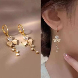 Bông Tai Cỏ Ba Lá Tuần Lương Cao Cấp, Thiết Kế Sang Trọng Nhẹ Nhàng