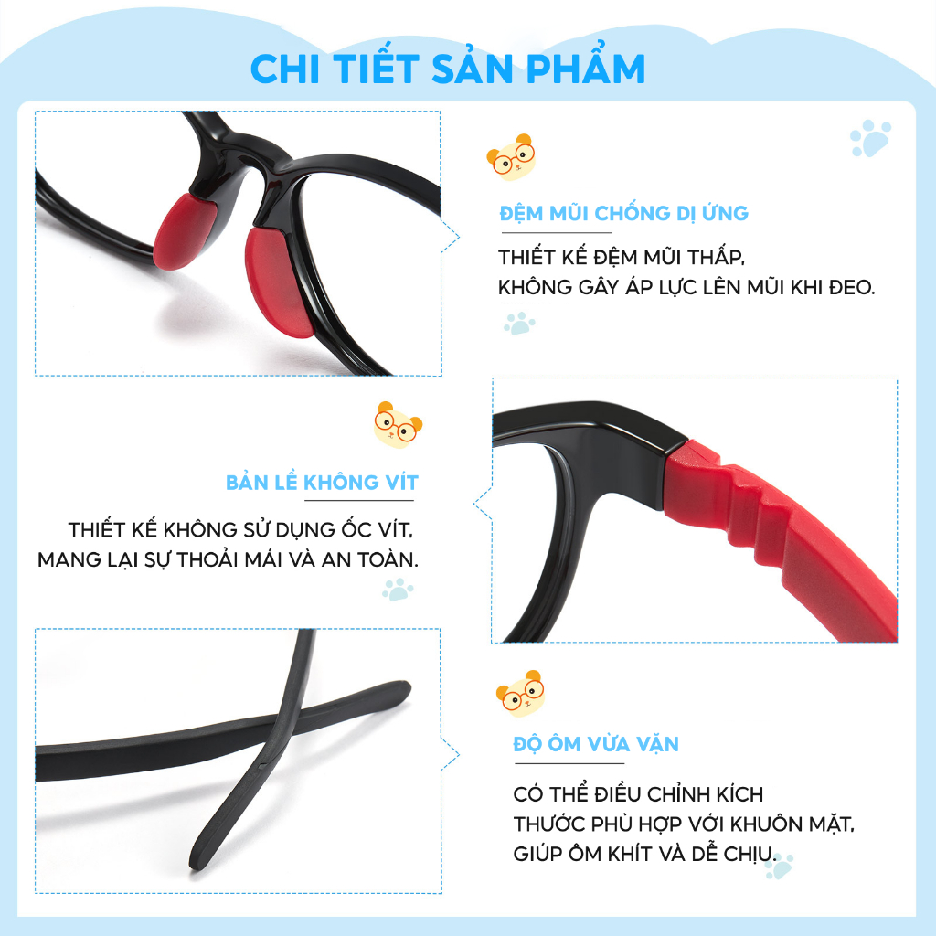 Cyxus Kính Trẻ Em Chống Ánh Sáng Xanh Máy Tính Và Game Bảo Vệ Mắt Toàn Diện Gọng Silicon TR90 An Toàn 6800