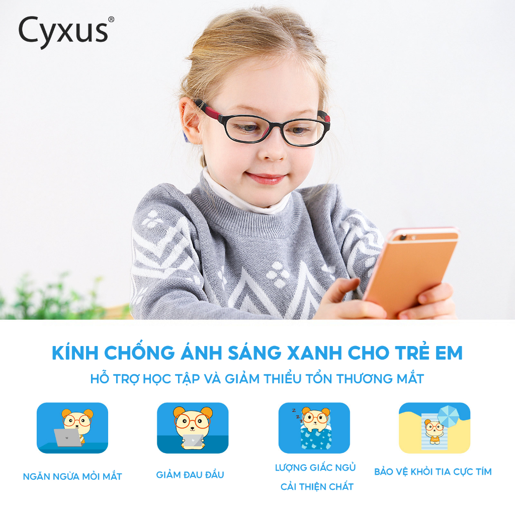 Cyxus kính chặn ánh sáng xanh Kính Mát Gọng Tròn Thời Trang Dành Cho Trẻ Em 6010