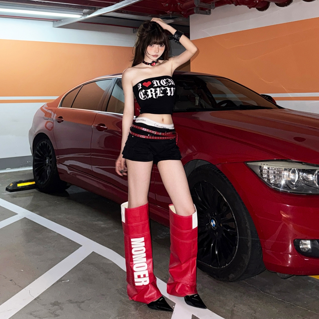 Cutenew Thời Trang Boot Cover Chữ Thẳng In Đa Năng Nữ Mùa Hè Hàn Quốc Hot Chick Phong Cách Đường Phố