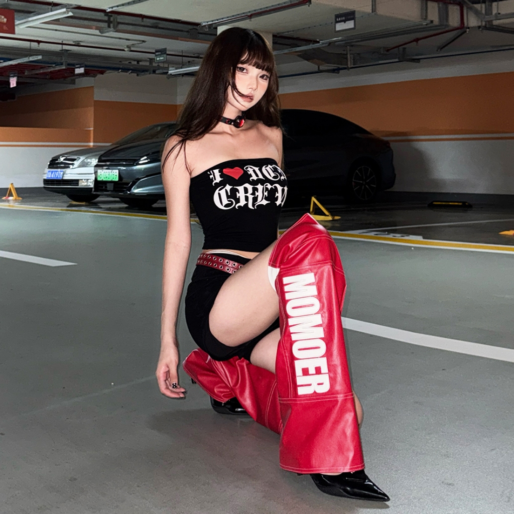 Cutenew Thời Trang Boot Cover Chữ Thẳng In Đa Năng Nữ Mùa Hè Hàn Quốc Hot Chick Phong Cách Đường Phố