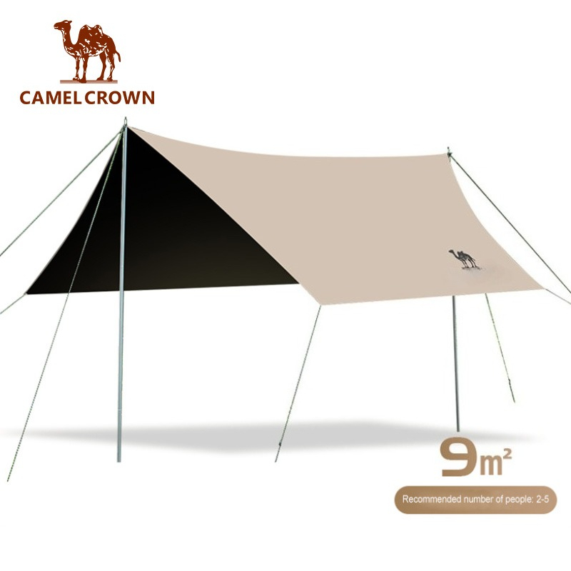 CAMEL CROWN Lều bạt phủ màu đen, thiết kế tiện lợi để cắm trại và chống nắng tại bãi biển
