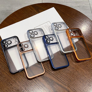 Phim Bảo Vệ Ống Kính Mạ Màu Cam Mờ Trong Suốt Acrylic Ốp Lưng Điện Thoại iPhone 17Promax 17Pro 17 14 15 16 Pro Max Chống Sốc Nam Nữ Vỏ Di Động