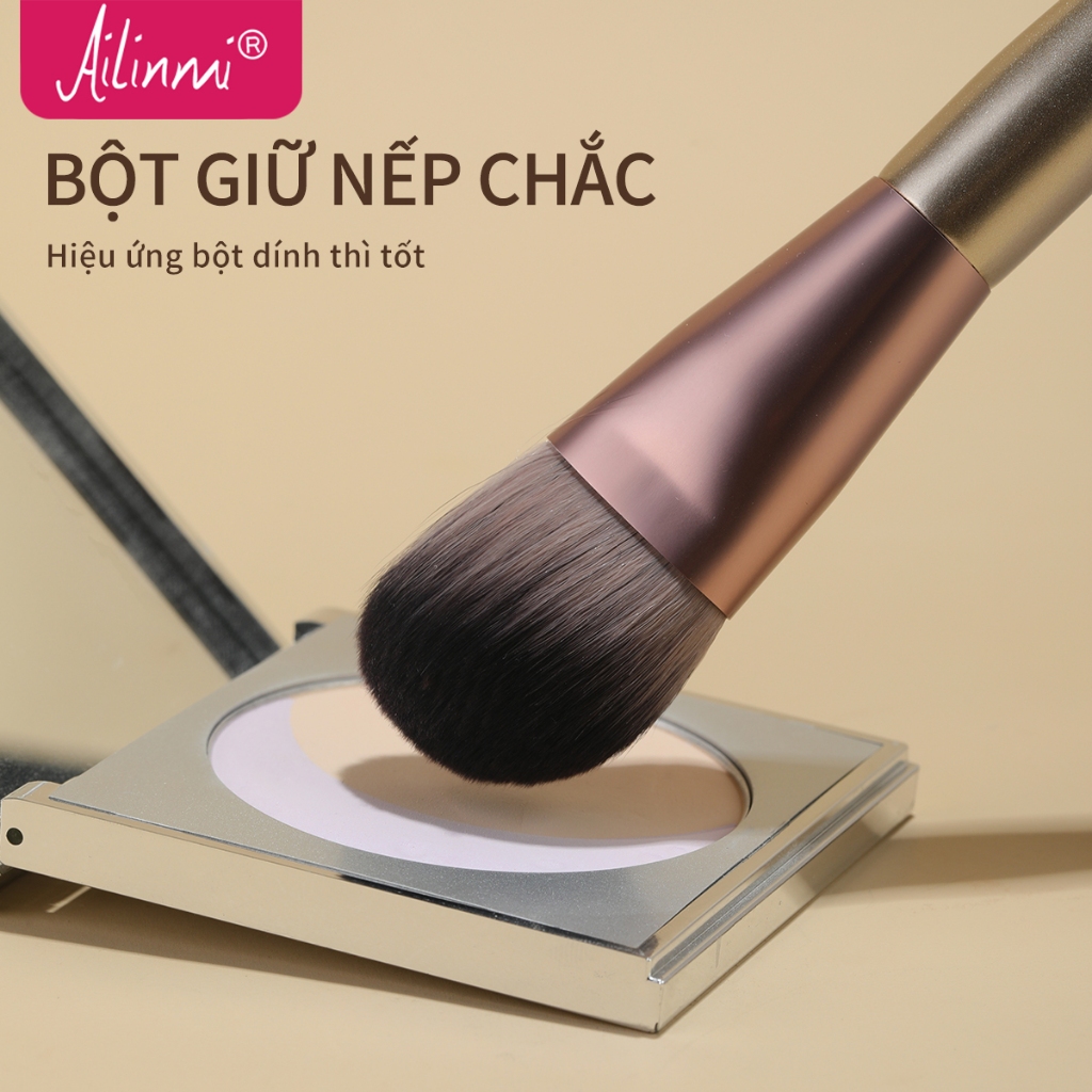 Bàn chải trang điểm Ailinmi, Bộ 12 cọ trang điểm tóc bằng sợi tinh tế, đầy đủ lông mềm, thích hợp cho mọi làn da