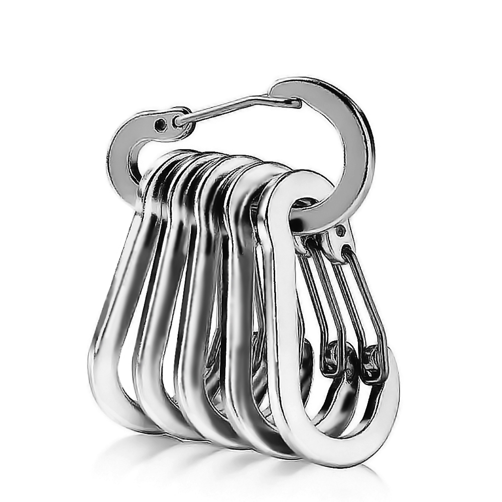Thép không gỉ Lò Xo Móc Khóa Tôm Hùm Khóa Cắm Trại Ngoài Trời Leo Núi Khóa Mini Loại D Khóa Dụng Cụ Kẹp
