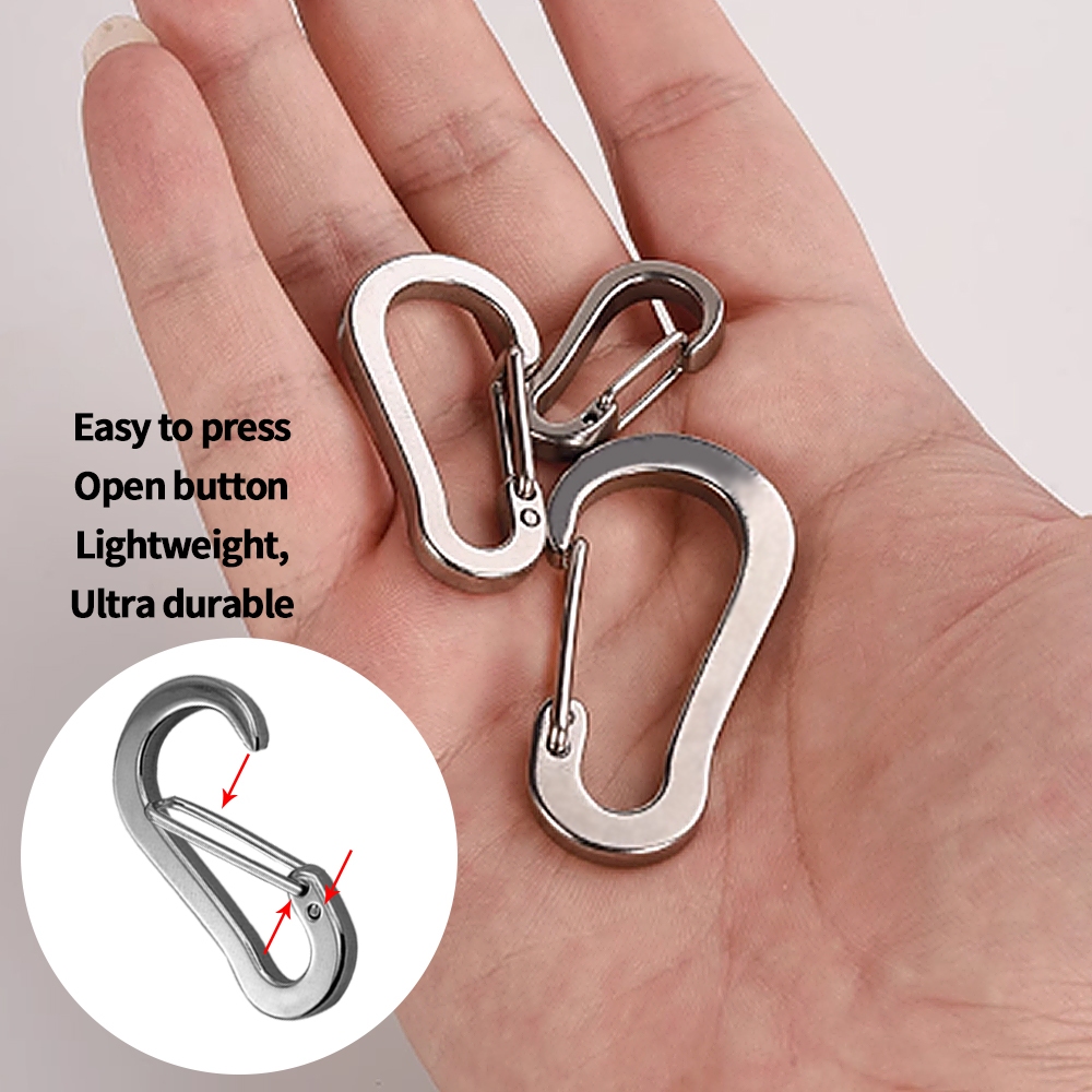 Thép không gỉ Lò Xo Móc Khóa Tôm Hùm Khóa Cắm Trại Ngoài Trời Leo Núi Khóa Mini Loại D Khóa Dụng Cụ Kẹp