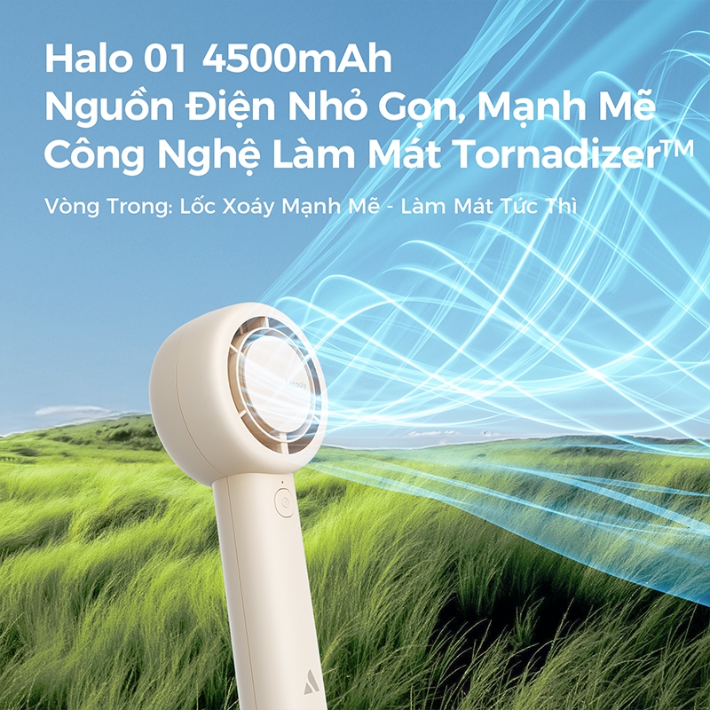 Aecooly Halo 01 Quạt cầm tay mini Quạt Turbo cầm tay cầm tay Aecooly [Thời gian làm mát tối đa 24H], Quạt Mini sạc USB 5 tốc độ