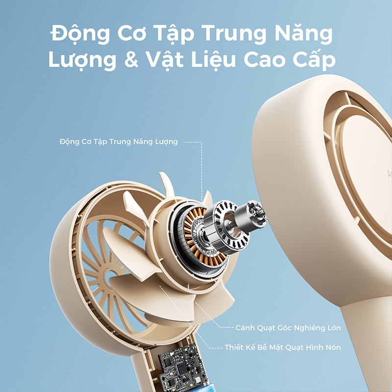 Aecooly Halo 01 Quạt cầm tay mini Quạt Turbo cầm tay cầm tay Aecooly [Thời gian làm mát tối đa 24H], Quạt Mini sạc USB 5 tốc độ
