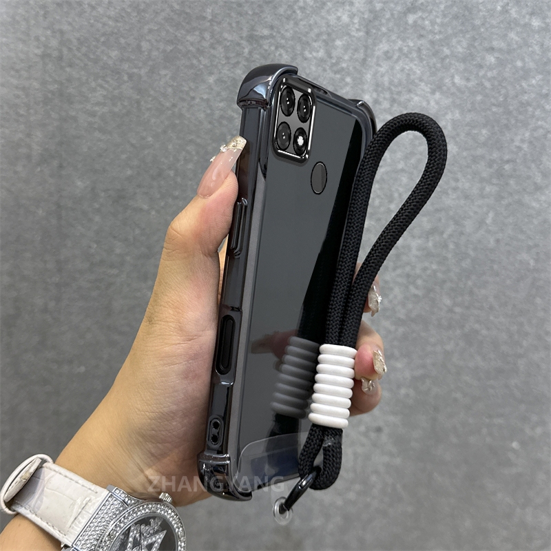 Ốp Lưng Cho OPPO A15 A15S Vỏ Điện Thoại Chống Rơi Mạ Điện Tiên Tiến Mới Chất Liệu TPU Vỏ Mềm Miễn Phí Tinh Tế Treo Dây