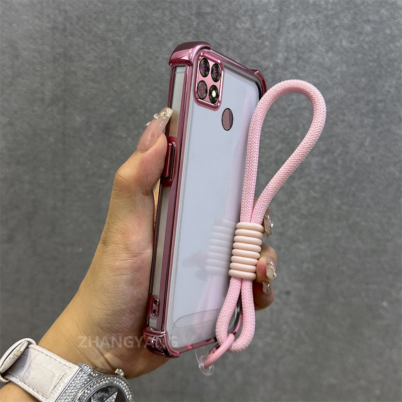 Ốp Lưng Cho OPPO A15 A15S Vỏ Điện Thoại Chống Rơi Mạ Điện Tiên Tiến Mới Chất Liệu TPU Vỏ Mềm Miễn Phí Tinh Tế Treo Dây