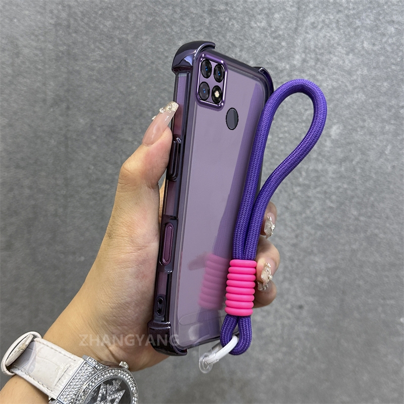 Ốp Lưng Cho OPPO A15 A15S Vỏ Điện Thoại Chống Rơi Mạ Điện Tiên Tiến Mới Chất Liệu TPU Vỏ Mềm Miễn Phí Tinh Tế Treo Dây