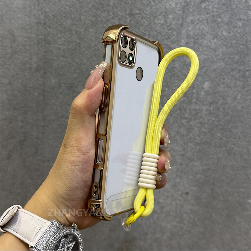 Ốp Lưng Cho OPPO A15 A15S Vỏ Điện Thoại Chống Rơi Mạ Điện Tiên Tiến Mới Chất Liệu TPU Vỏ Mềm Miễn Phí Tinh Tế Treo Dây